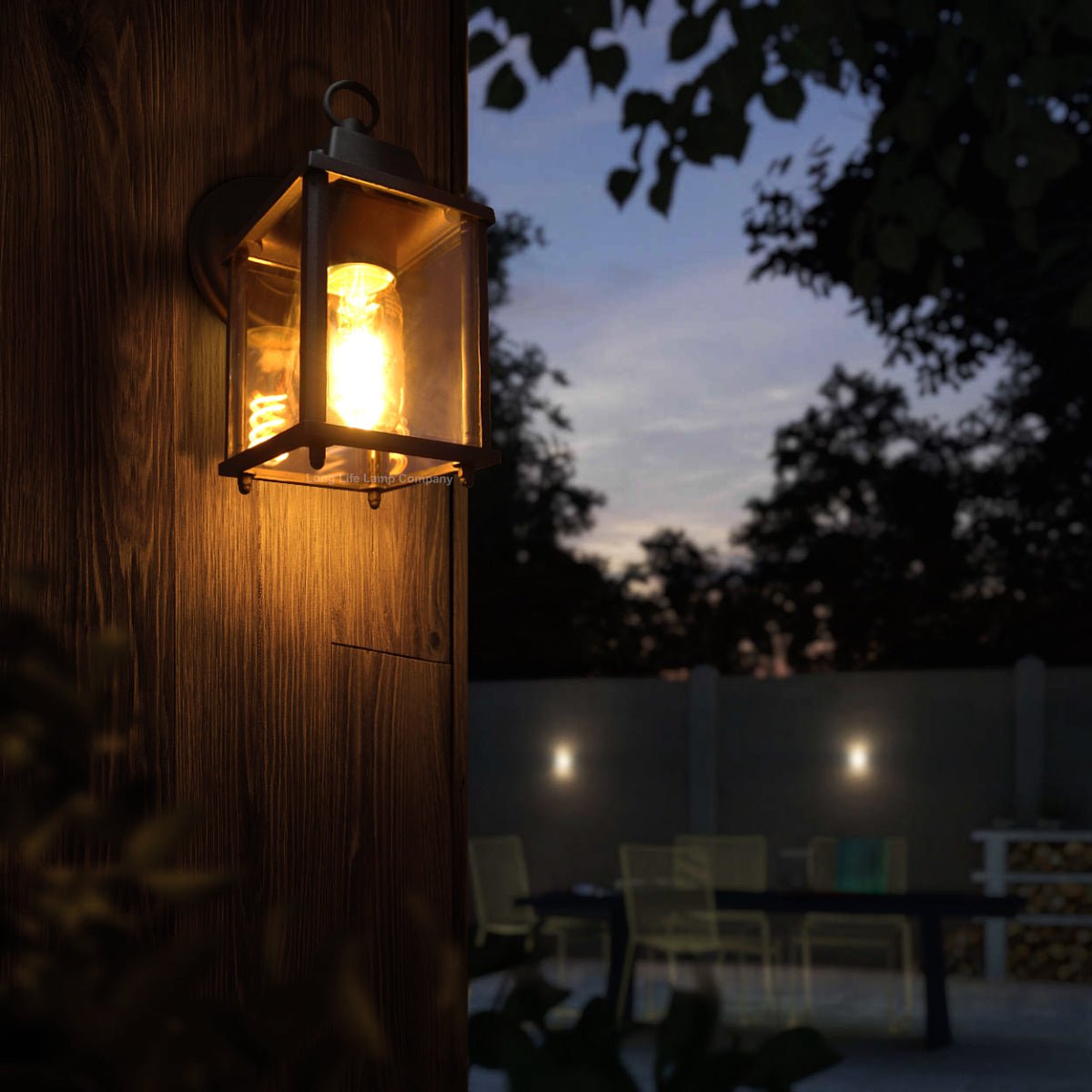 Glass Wall Lantern Outdoor Garden Wall Light Black Body Metal Luminaire - Energy Light Bulbs - Free delivery on all orders