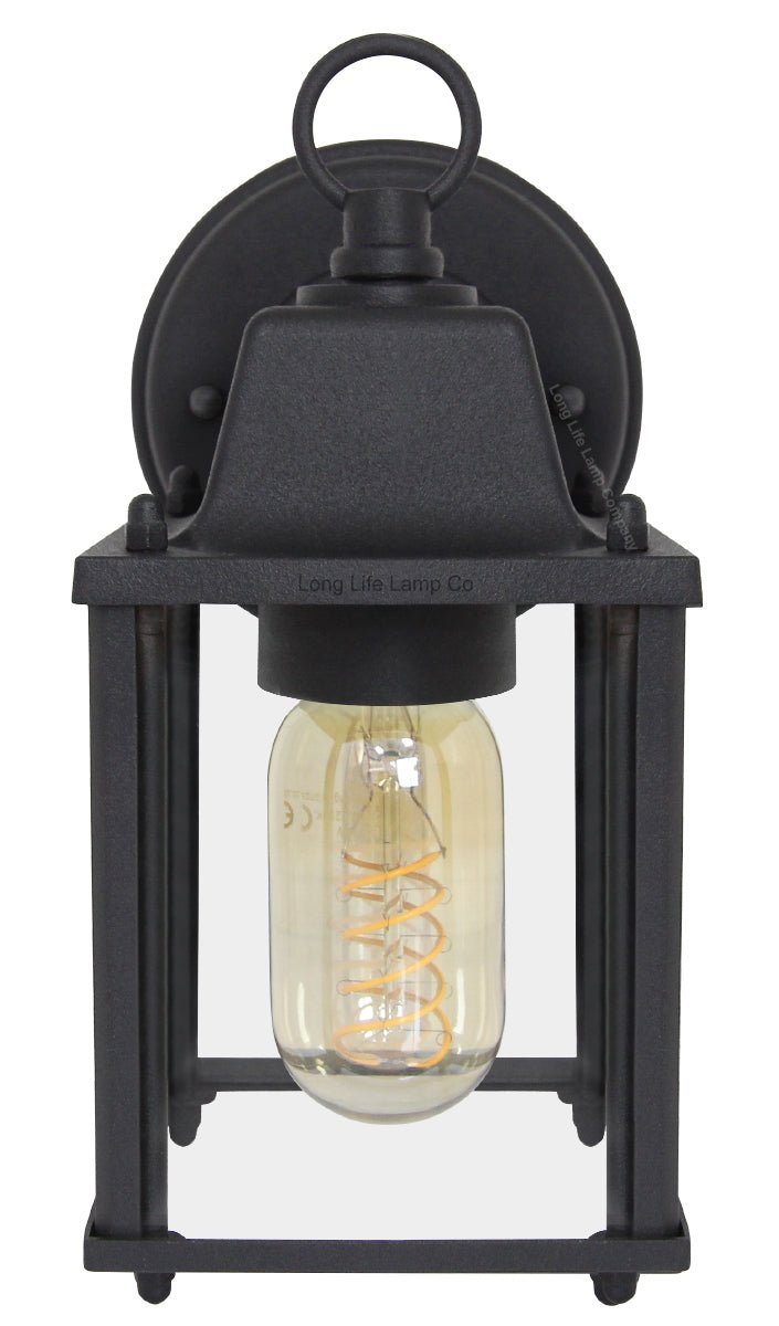 Glass Wall Lantern Outdoor Garden Wall Light Black Body Metal Luminaire - Energy Light Bulbs - Free delivery on all orders