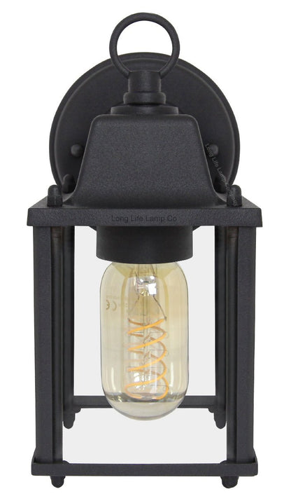 Glass Wall Lantern Outdoor Garden Wall Light Black Body Metal Luminaire - Energy Light Bulbs - Free delivery on all orders