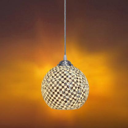 Globe Pendant Light Mosaic Glass Black and White Crackle Ceiling Lamp Shade - Energy Light Bulbs - Free delivery on all orders