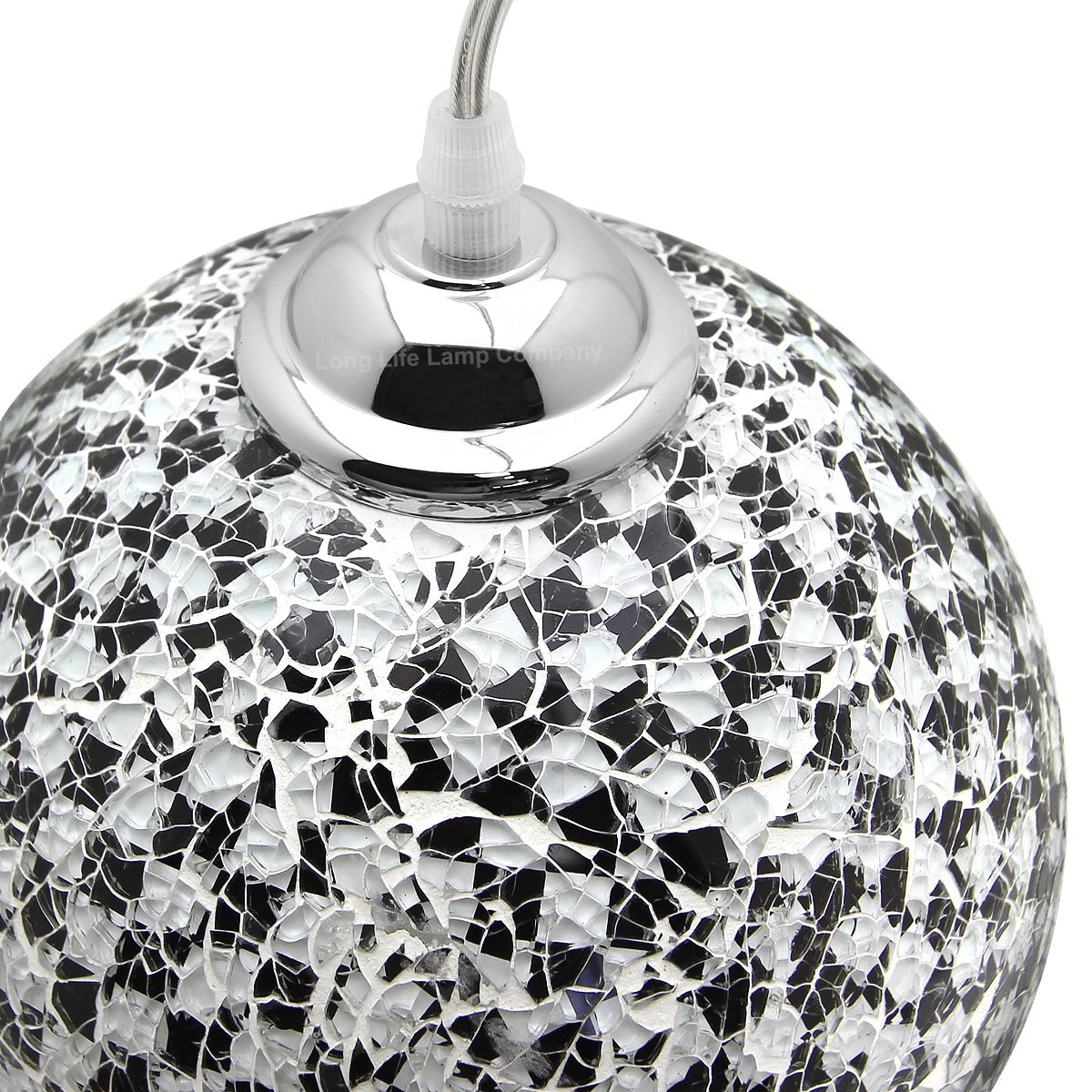 Globe Pendant Light Mosaic Glass Black and White Crackle Ceiling Lamp Shade - Energy Light Bulbs - Free delivery on all orders