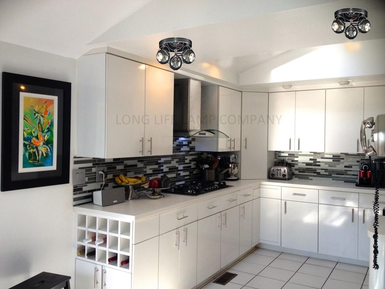 Gloss Black Chrome 3 Way Adjustable Eyeball Ceiling Spotlight GU10 - Energy Light Bulbs - Free delivery on all orders