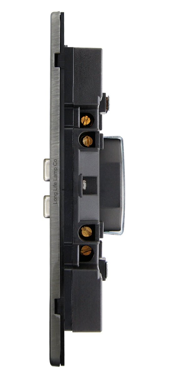 Gloss Brush Chrome USB Double Wall Plug Socket 2 Gang 13A with 2 USB Charger Port Outlets Socket Plate N776DME - Energy Light Bulbs - Free delivery on all orders
