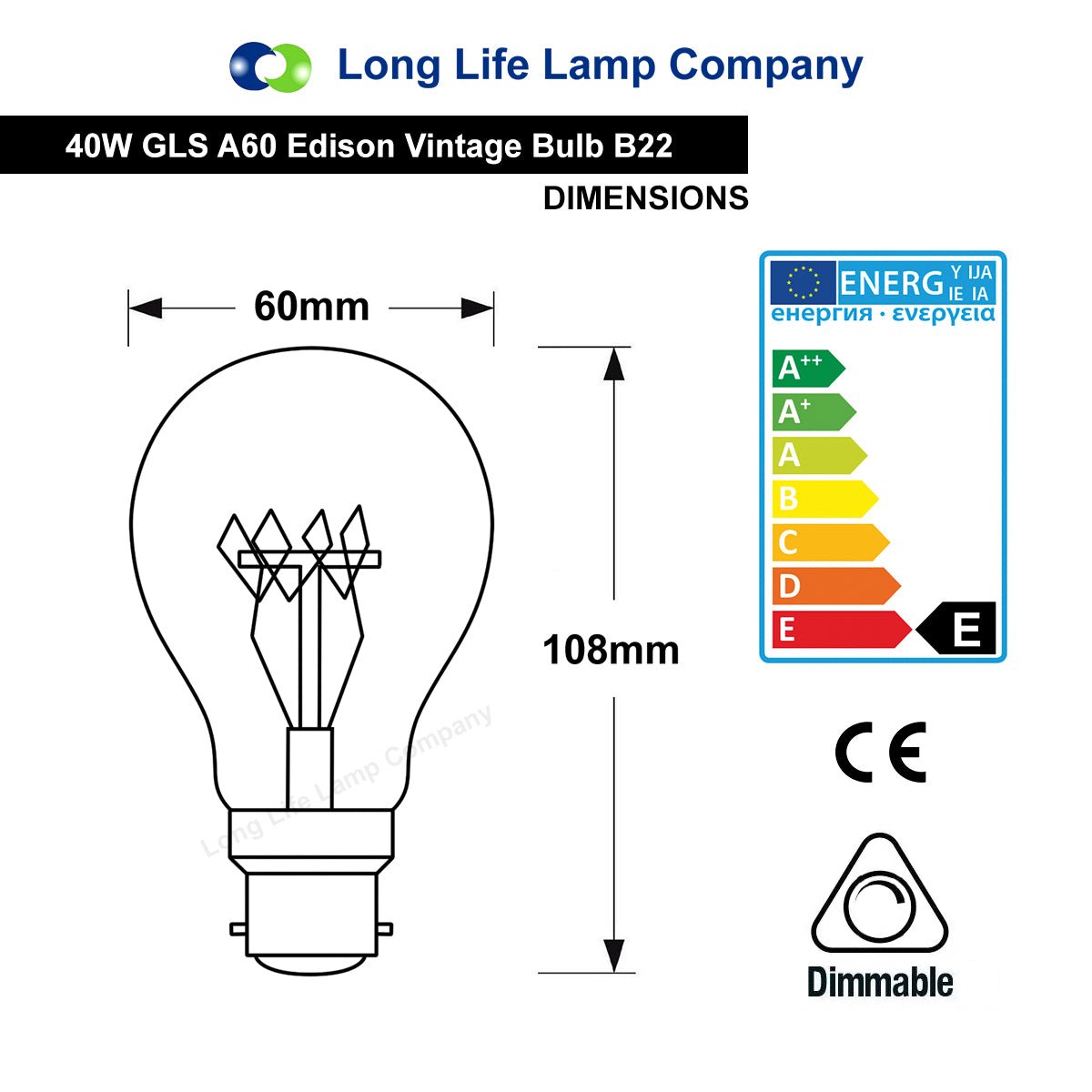 40w GLS Quad Loop Filament Vintage Cage Bay Baypnet B22 Cap Bulb
