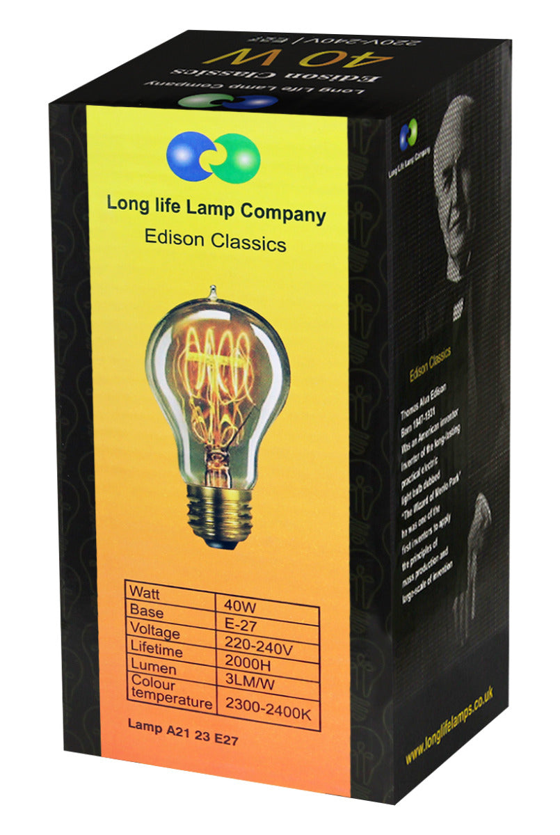 40w Vintage Light Bulb Edison E27 Edison Screw A65 GLS Warm White - Free delivery on all orders