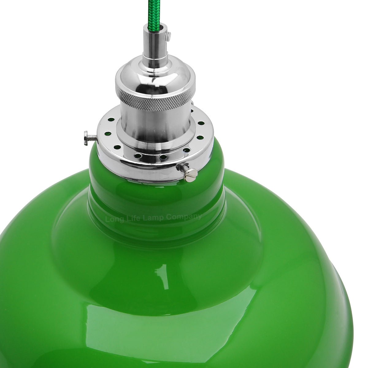 Green Ceiling Lamp Shade Pendant Light Industrial Chrome Lamp Holder Fitting - Energy Light Bulbs - Free delivery on all orders