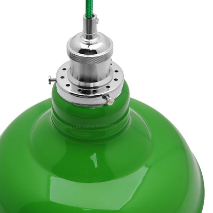 Green Ceiling Lamp Shade Pendant Light Industrial Chrome Lamp Holder Fitting - Energy Light Bulbs - Free delivery on all orders