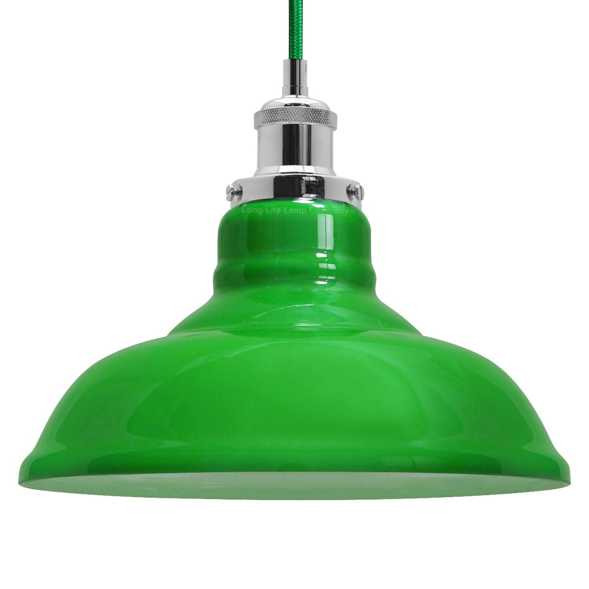 Green Ceiling Lamp Shade Pendant Light Industrial Chrome Lamp Holder Fitting - Energy Light Bulbs - Free delivery on all orders