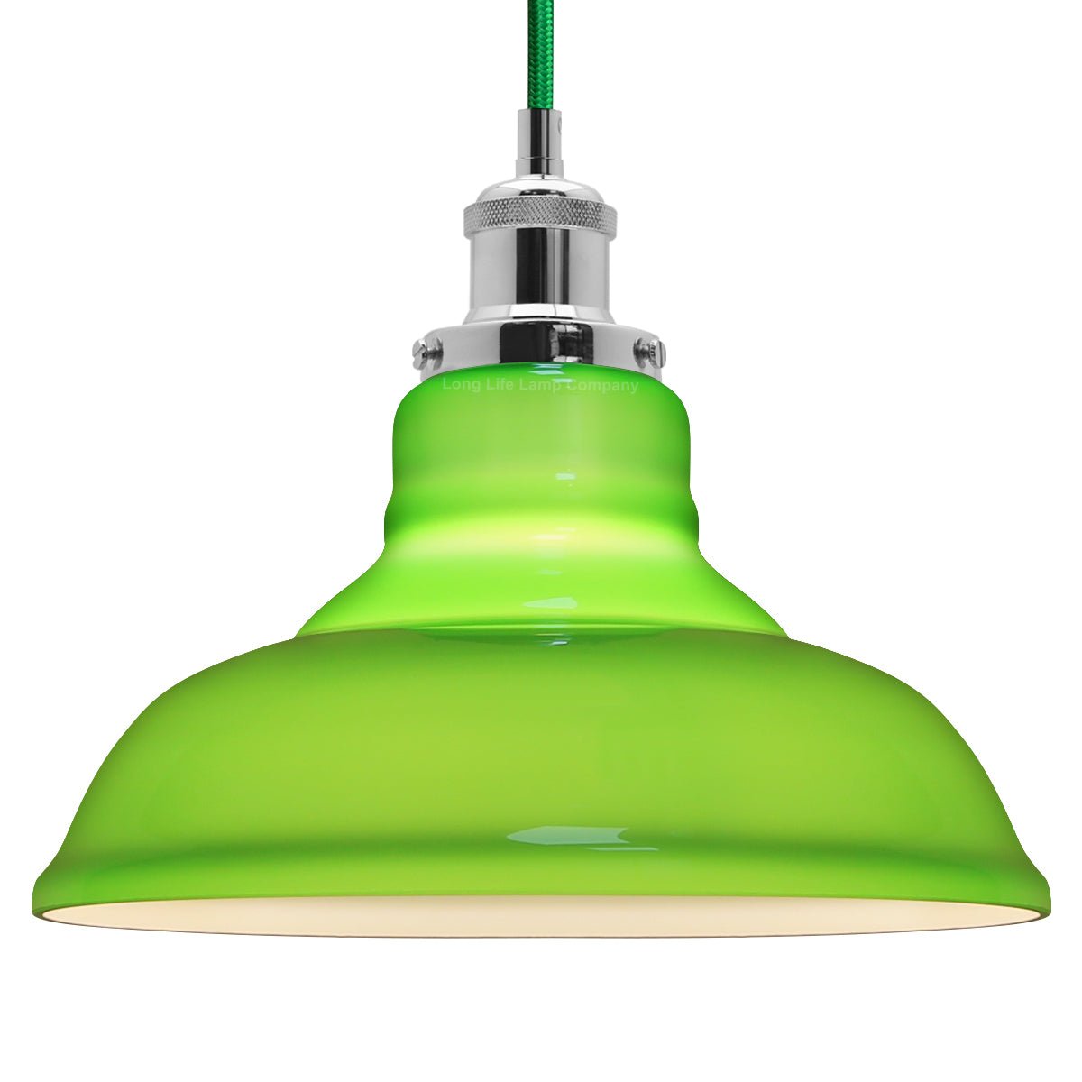 Green Ceiling Lamp Shade Pendant Light Industrial Chrome Lamp Holder Fitting - Energy Light Bulbs - Free delivery on all orders