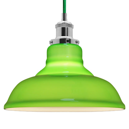 Green Ceiling Lamp Shade Pendant Light Industrial Chrome Lamp Holder Fitting - Energy Light Bulbs - Free delivery on all orders
