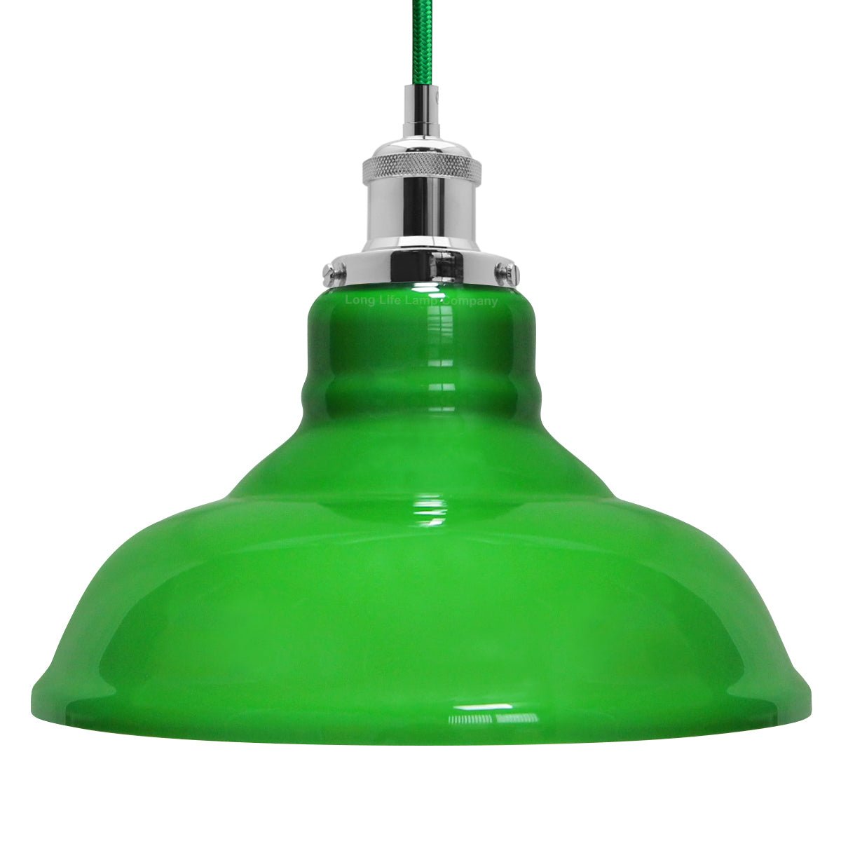 Green Ceiling Lamp Shade Pendant Light Industrial Chrome Lamp Holder Fitting - Energy Light Bulbs - Free delivery on all orders