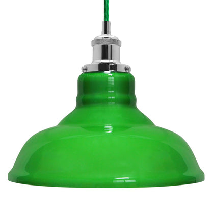 Green Ceiling Lamp Shade Pendant Light Industrial Chrome Lamp Holder Fitting - Energy Light Bulbs - Free delivery on all orders