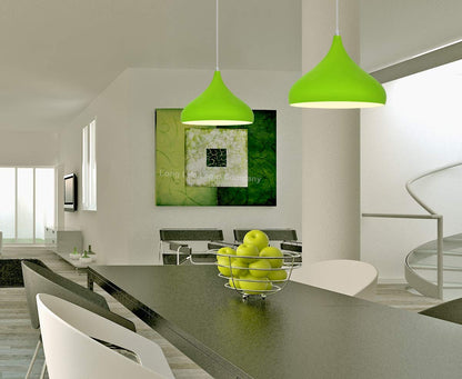 Green Lamp Shade Ceiling Pendant Light Metal Dome Gloss Finish - Energy Light Bulbs - Free delivery on all orders