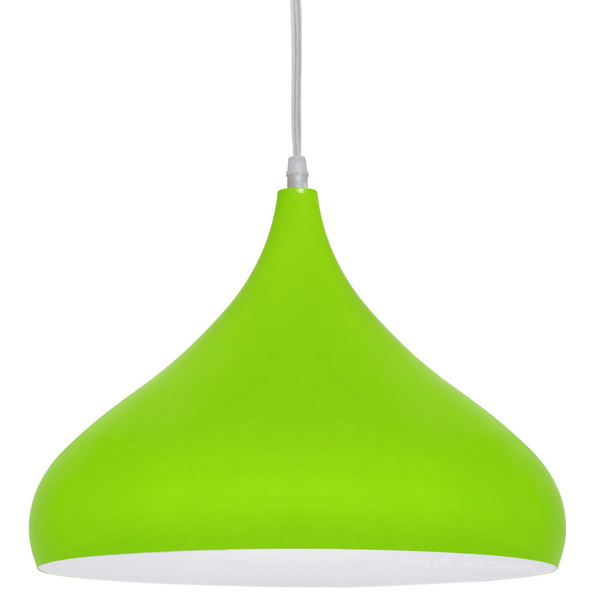 Green Lamp Shade Ceiling Pendant Light Metal Dome Gloss Finish - Energy Light Bulbs - Free delivery on all orders