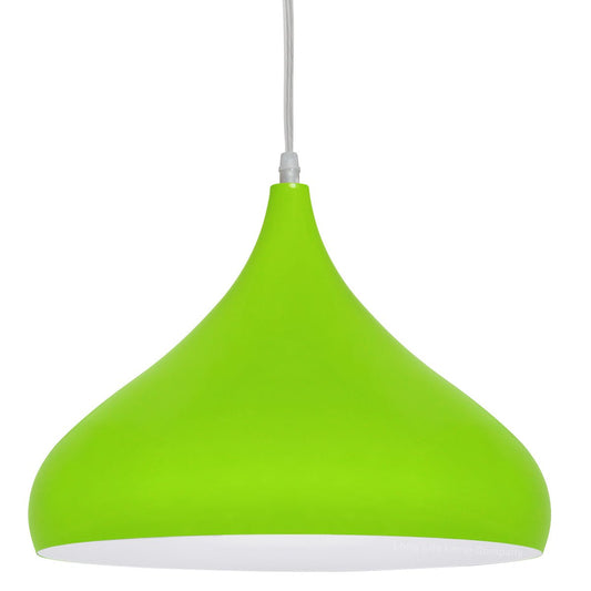 Green Lamp Shade Ceiling Pendant Light Metal Dome Gloss Finish - Energy Light Bulbs - Free delivery on all orders