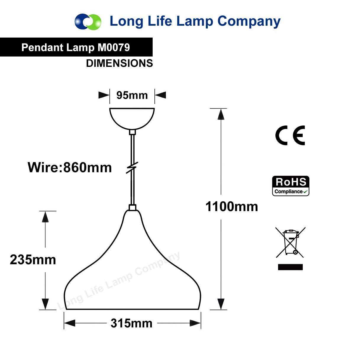 Green Lamp Shade Ceiling Pendant Light Metal Dome Gloss Finish - Energy Light Bulbs - Free delivery on all orders