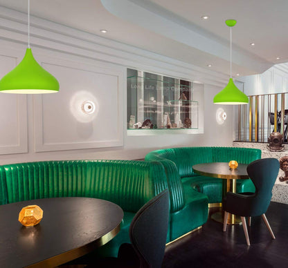 Green Lamp Shade Ceiling Pendant Light Metal Dome Gloss Finish - Energy Light Bulbs - Free delivery on all orders