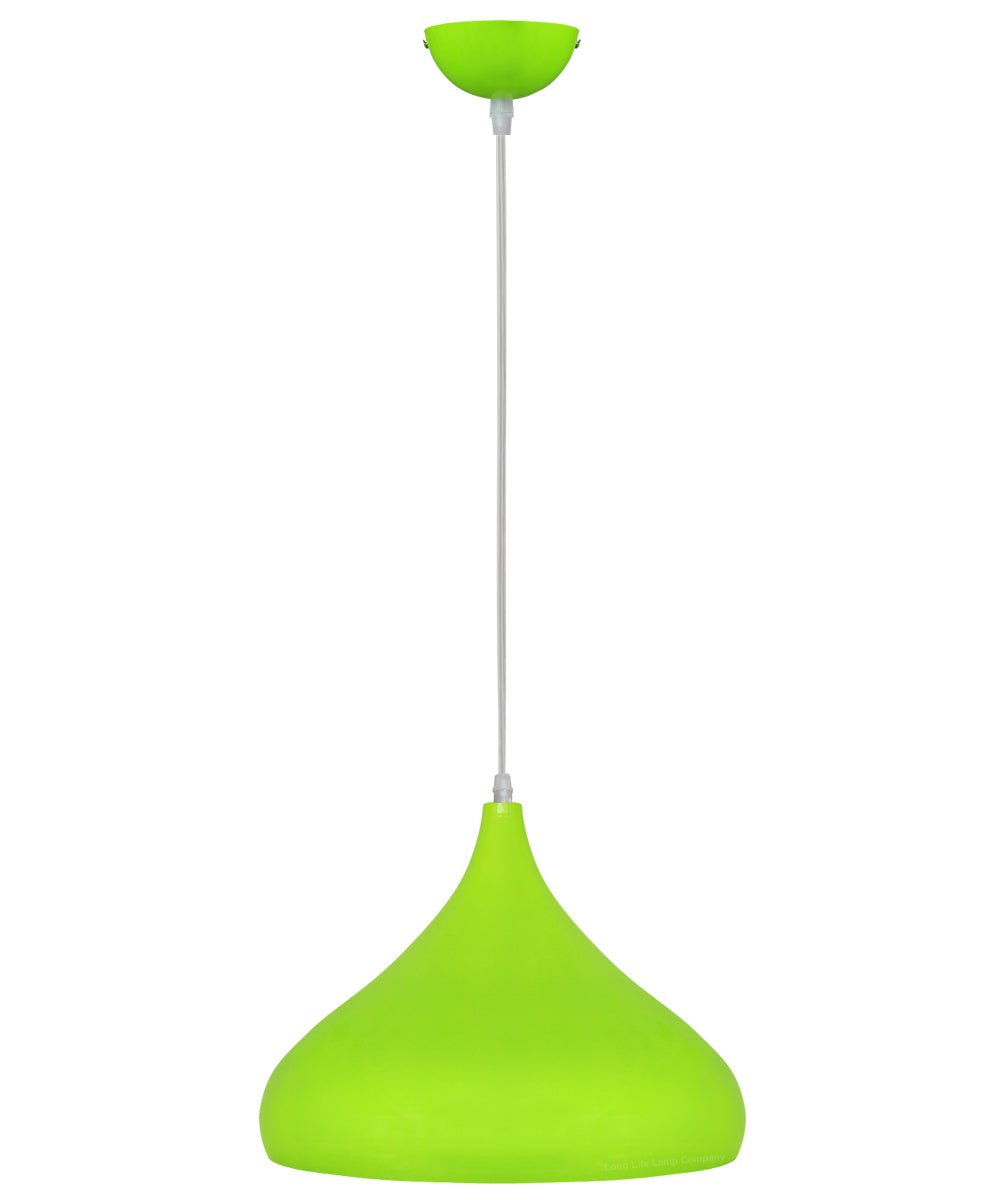 Green Lamp Shade Ceiling Pendant Light Metal Dome Gloss Finish - Energy Light Bulbs - Free delivery on all orders