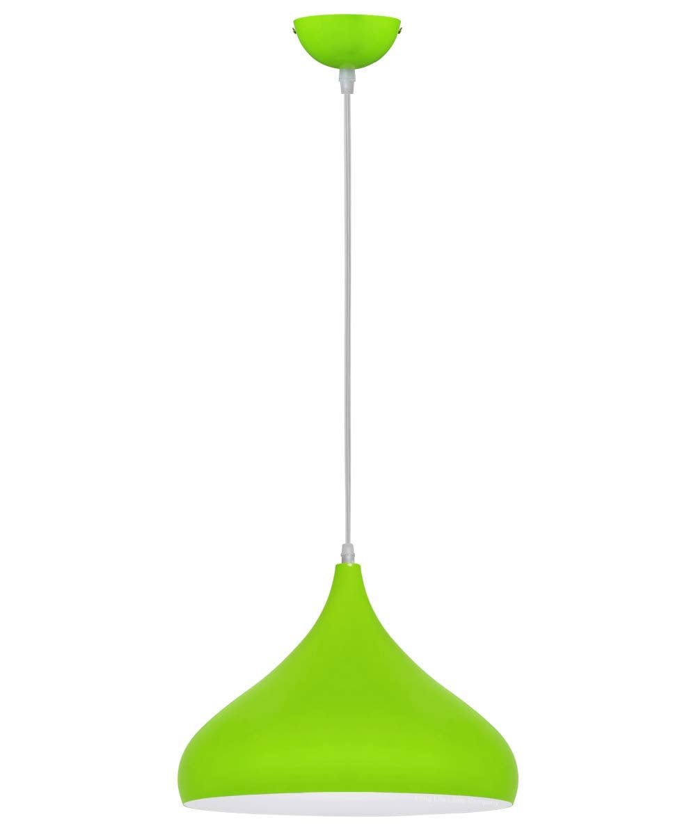 Green Lamp Shade Ceiling Pendant Light Metal Dome Gloss Finish - Energy Light Bulbs - Free delivery on all orders