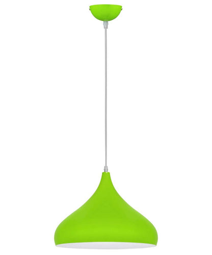 Green Lamp Shade Ceiling Pendant Light Metal Dome Gloss Finish - Energy Light Bulbs - Free delivery on all orders