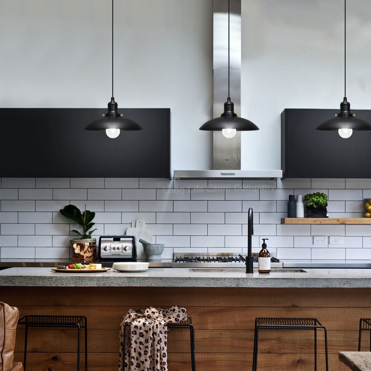 Hanging Ceiling Pendant Lampshade Black Metal - Energy Light Bulbs - Free delivery on all orders