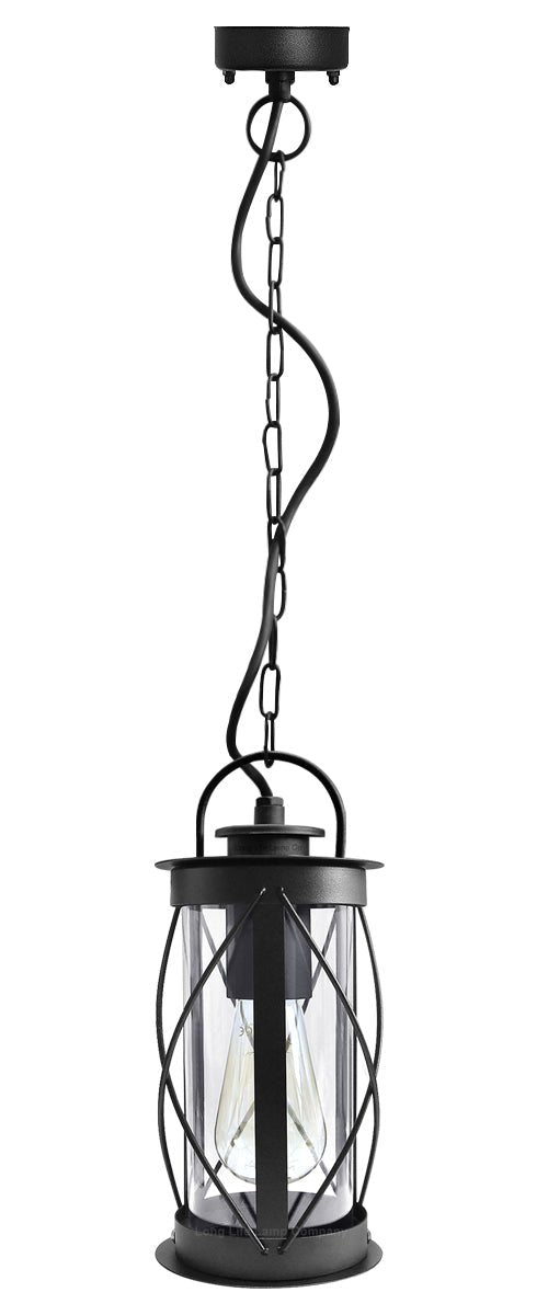 Hanging Lantern Light Black with Chain - Energy Light Bulbs - Free delivery on all orders