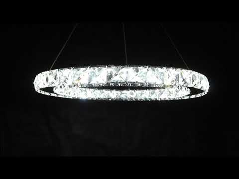 24W LED Ring Pendant Light Cool White 6000K Chrome