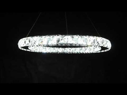 24W LED Ring Pendant Light Cool White 6000K Chrome