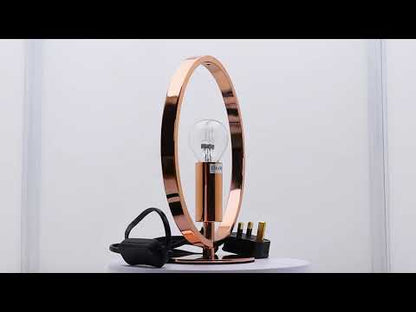 Modern Retro Polished Copper Table Lamp Ring Hoop Desk Lamp and Bedside Light