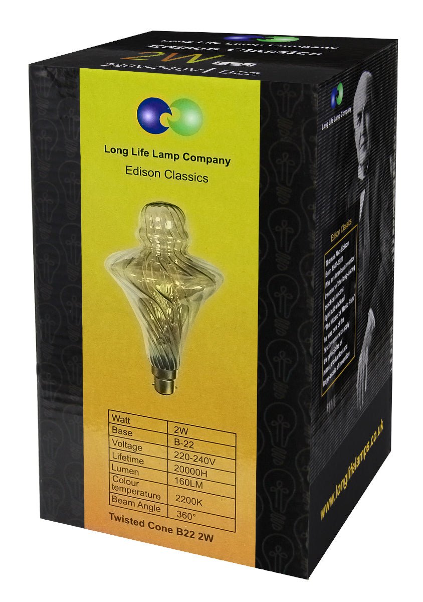 Imperial Vintage LED 2w Filament Light Bulb Swirling Gold Glass B22 Bayonet Fitting Stunning Look - Energy Light Bulbs - Free delivery on all orders