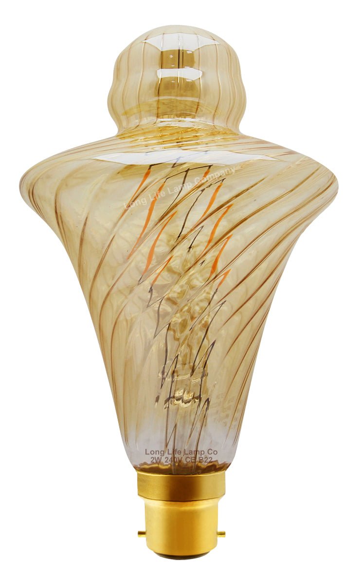 Imperial Vintage LED 2w Filament Light Bulb Swirling Gold Glass B22 Bayonet Fitting Stunning Look - Energy Light Bulbs - Free delivery on all orders