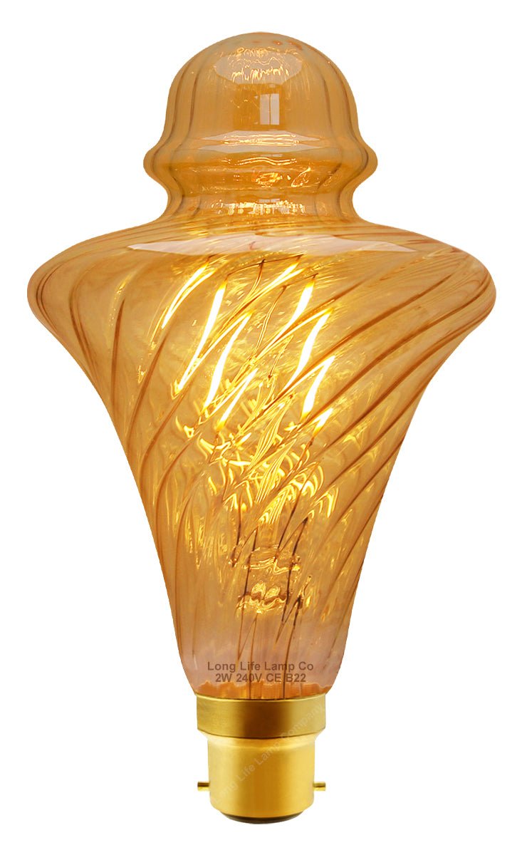 Imperial Vintage LED 2w Filament Light Bulb Swirling Gold Glass B22 Bayonet Fitting Stunning Look - Energy Light Bulbs - Free delivery on all orders