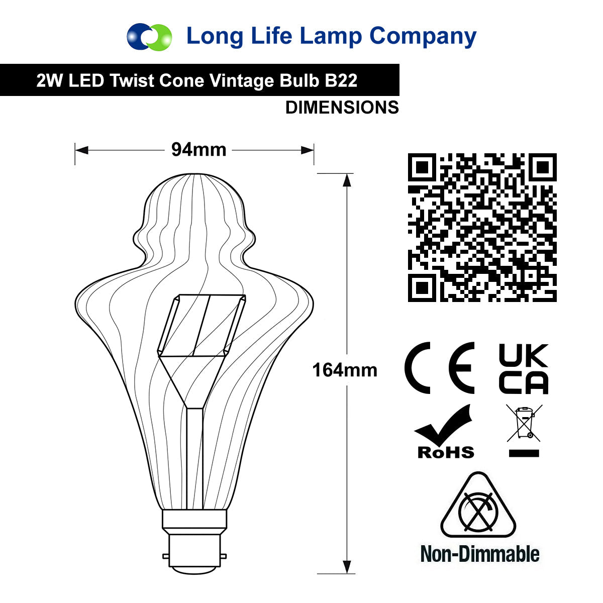 Imperial Vintage LED 2w Filament Light Bulb Swirling Gold Glass B22 Bayonet Fitting Stunning Look - Energy Light Bulbs - Free delivery on all orders