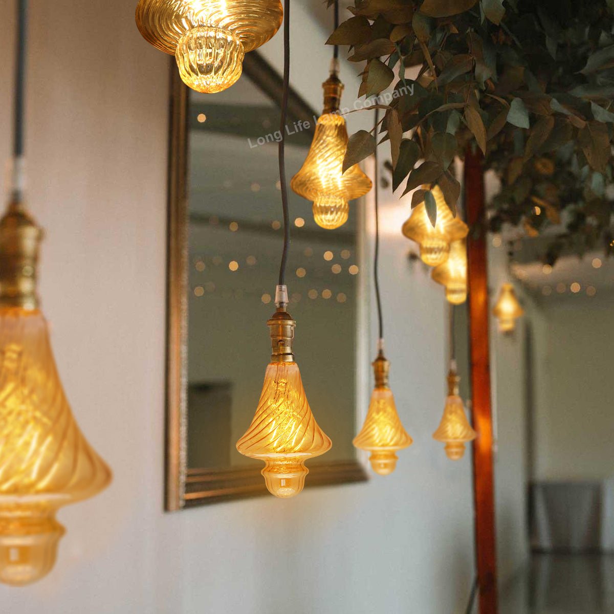 Imperial Vintage LED 2w Filament Light Bulb Swirling Gold Glass E27 Stunning Look Twist Cone - Energy Light Bulbs - Free delivery on all orders