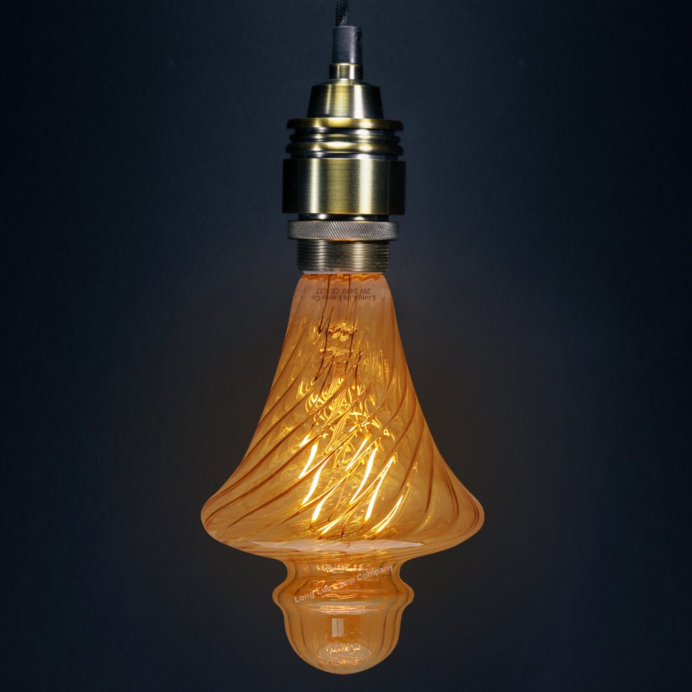 Imperial Vintage LED 2w Filament Light Bulb Swirling Gold Glass E27 Stunning Look Twist Cone - Energy Light Bulbs - Free delivery on all orders