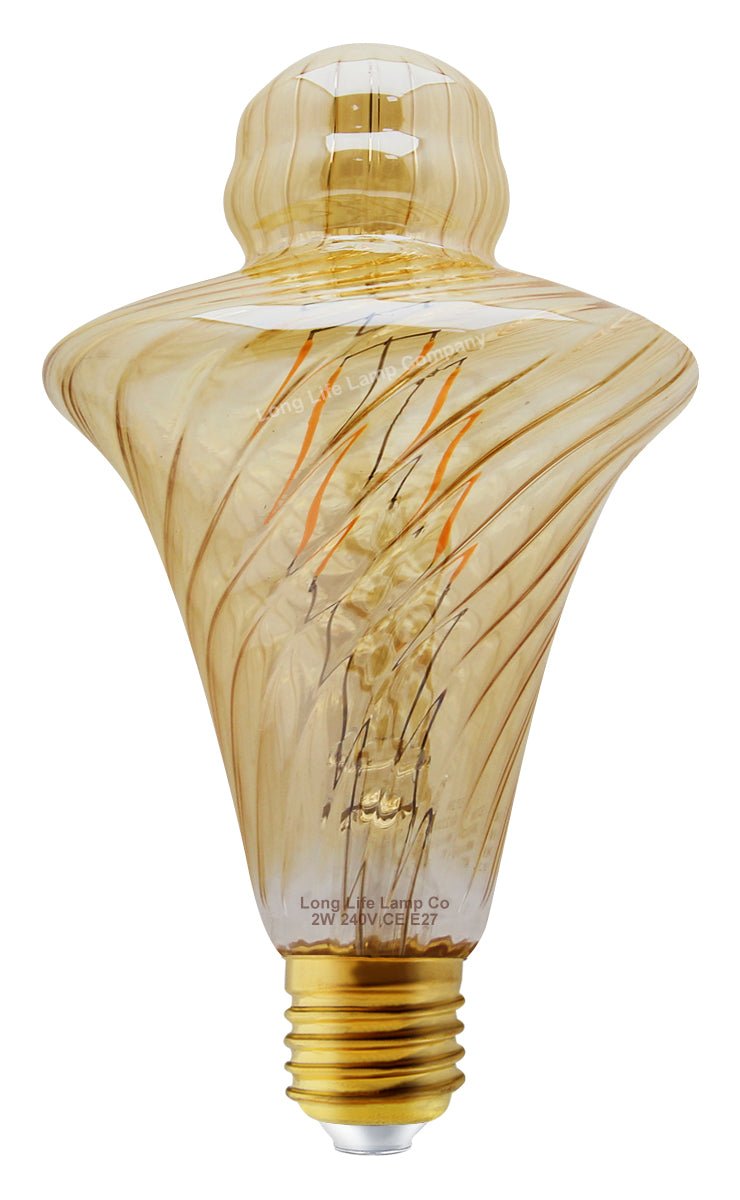 Imperial Vintage LED 2w Filament Light Bulb Swirling Gold Glass E27 Stunning Look Twist Cone - Energy Light Bulbs - Free delivery on all orders
