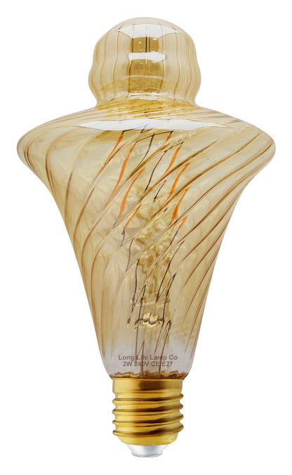 Imperial Vintage LED 2w Filament Light Bulb Swirling Gold Glass E27 Stunning Look Twist Cone - Energy Light Bulbs - Free delivery on all orders