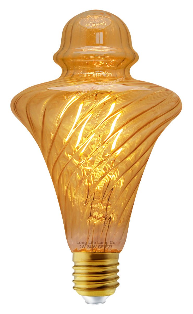 Imperial Vintage LED 2w Filament Light Bulb Swirling Gold Glass E27 Stunning Look Twist Cone - Energy Light Bulbs - Free delivery on all orders