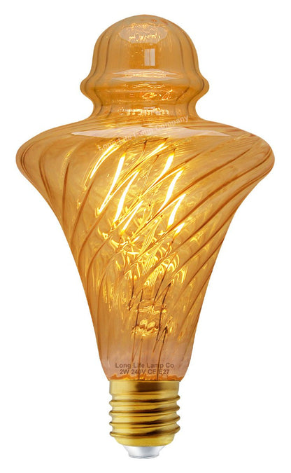 Imperial Vintage LED 2w Filament Light Bulb Swirling Gold Glass E27 Stunning Look Twist Cone - Energy Light Bulbs - Free delivery on all orders