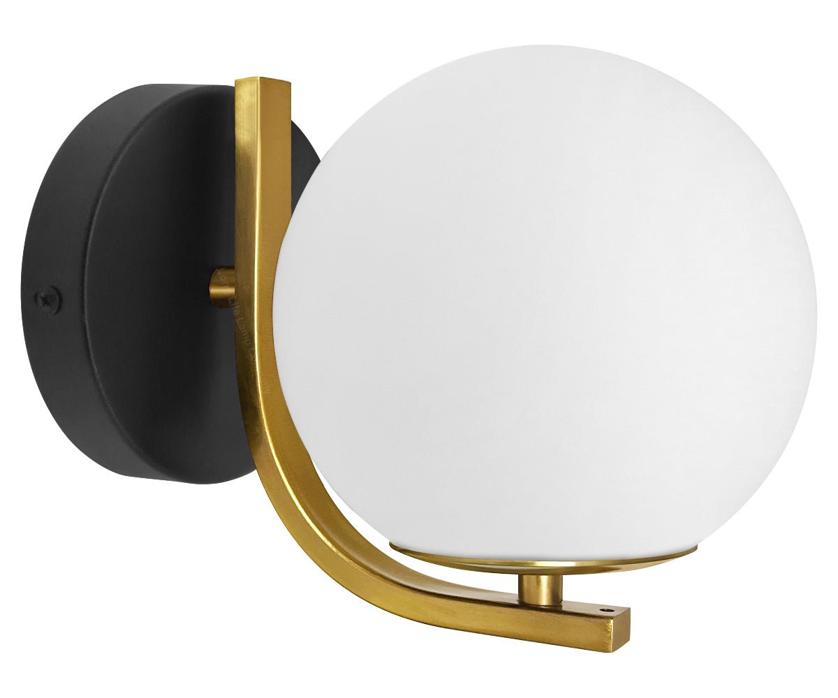 Indoor Brass Opal Globe Frosted Glass Wall Light H3138 - Energy Light Bulbs - Free delivery on all orders