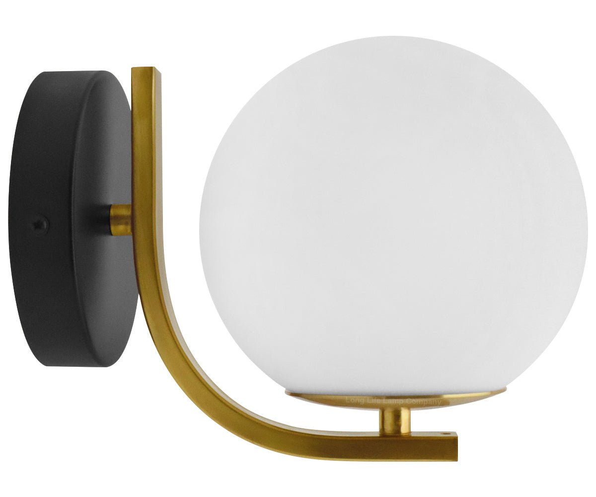 Indoor Brass Opal Globe Frosted Glass Wall Light H3138 - Energy Light Bulbs - Free delivery on all orders
