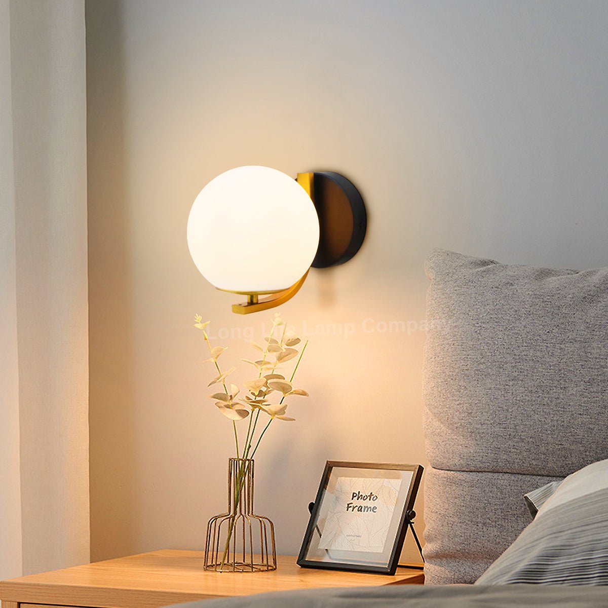 Indoor Brass Opal Globe Frosted Glass Wall Light H3138 - Energy Light Bulbs - Free delivery on all orders