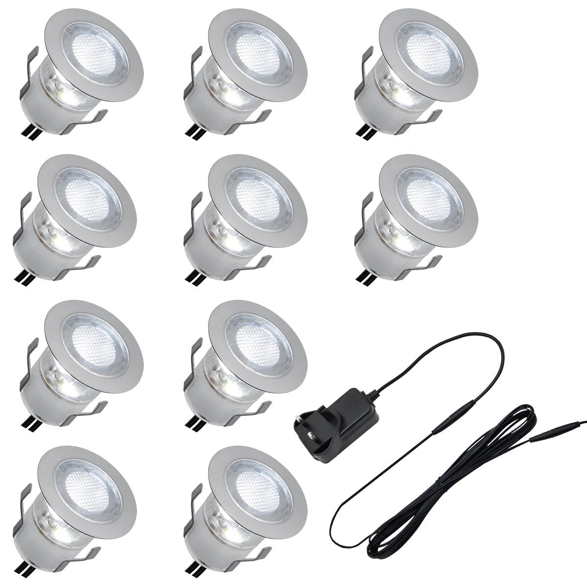 Indoor LED Plinth Lights 30mm Round Cool White Cabinet Lights 6500k 10 Kit - Energy Light Bulbs - Free delivery on all orders