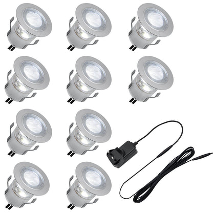 Indoor LED Plinth Lights 30mm Round Cool White Cabinet Lights 6500k 10 Kit - Energy Light Bulbs - Free delivery on all orders