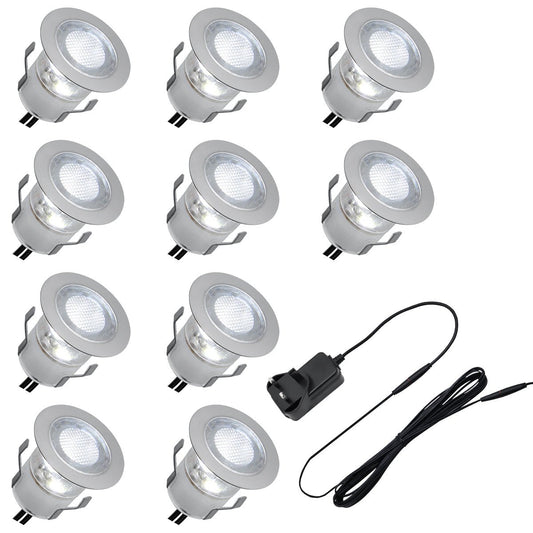 Indoor LED Plinth Lights 30mm Round Cool White Cabinet Lights 6500k 10 Kit - Energy Light Bulbs - Free delivery on all orders