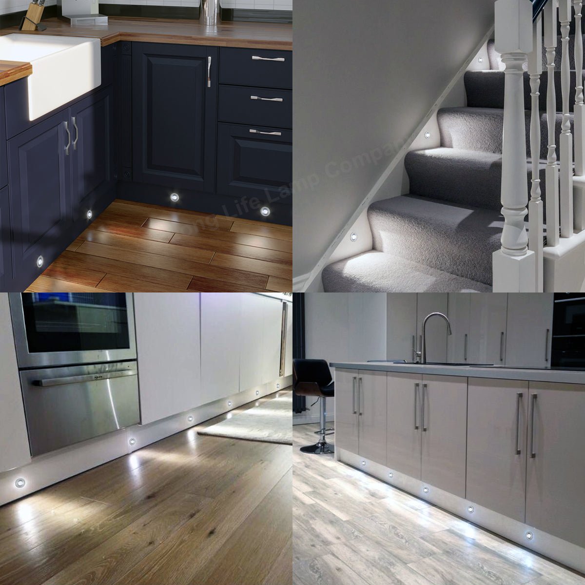 Indoor LED Plinth Lights 30mm Round Cool White Cabinet Lights 6500k 10 Kit - Energy Light Bulbs - Free delivery on all orders