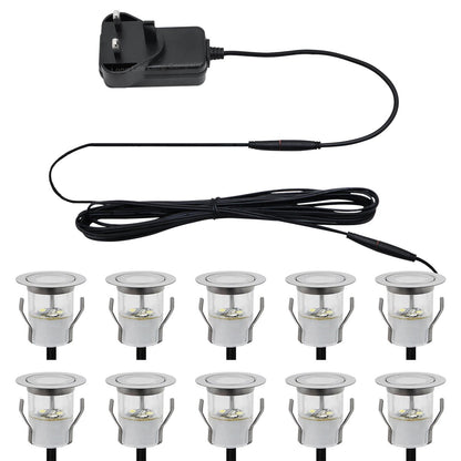 Indoor LED Plinth Lights 30mm Round Cool White Cabinet Lights 6500k 10 Kit - Energy Light Bulbs - Free delivery on all orders