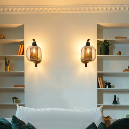 Industrial Antique Brass Single Wall Light Sconce Clear Glass Lamp Shade - Energy Light Bulbs - Free delivery on all orders