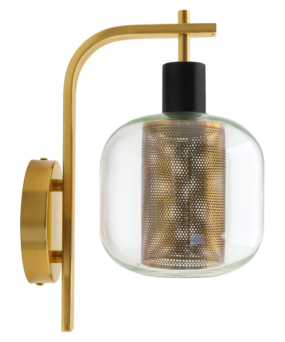 Industrial Antique Brass Single Wall Light Sconce Clear Glass Lamp Shade - Energy Light Bulbs - Free delivery on all orders