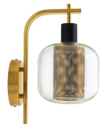 Industrial Antique Brass Single Wall Light Sconce Clear Glass Lamp Shade - Energy Light Bulbs - Free delivery on all orders